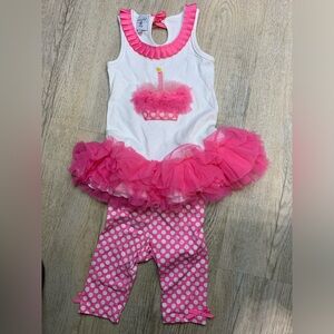Girls 2T/3T two piece Mud Pie birthday outfit with ruffle skirt dress